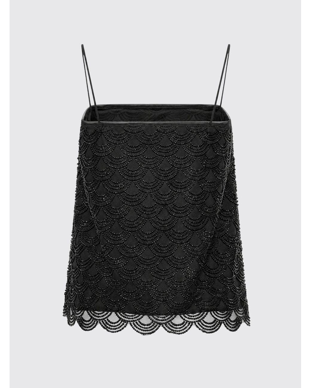ROTATE BIRGER CHRISTENSEN Black Rhinestone Embellished Evening Top