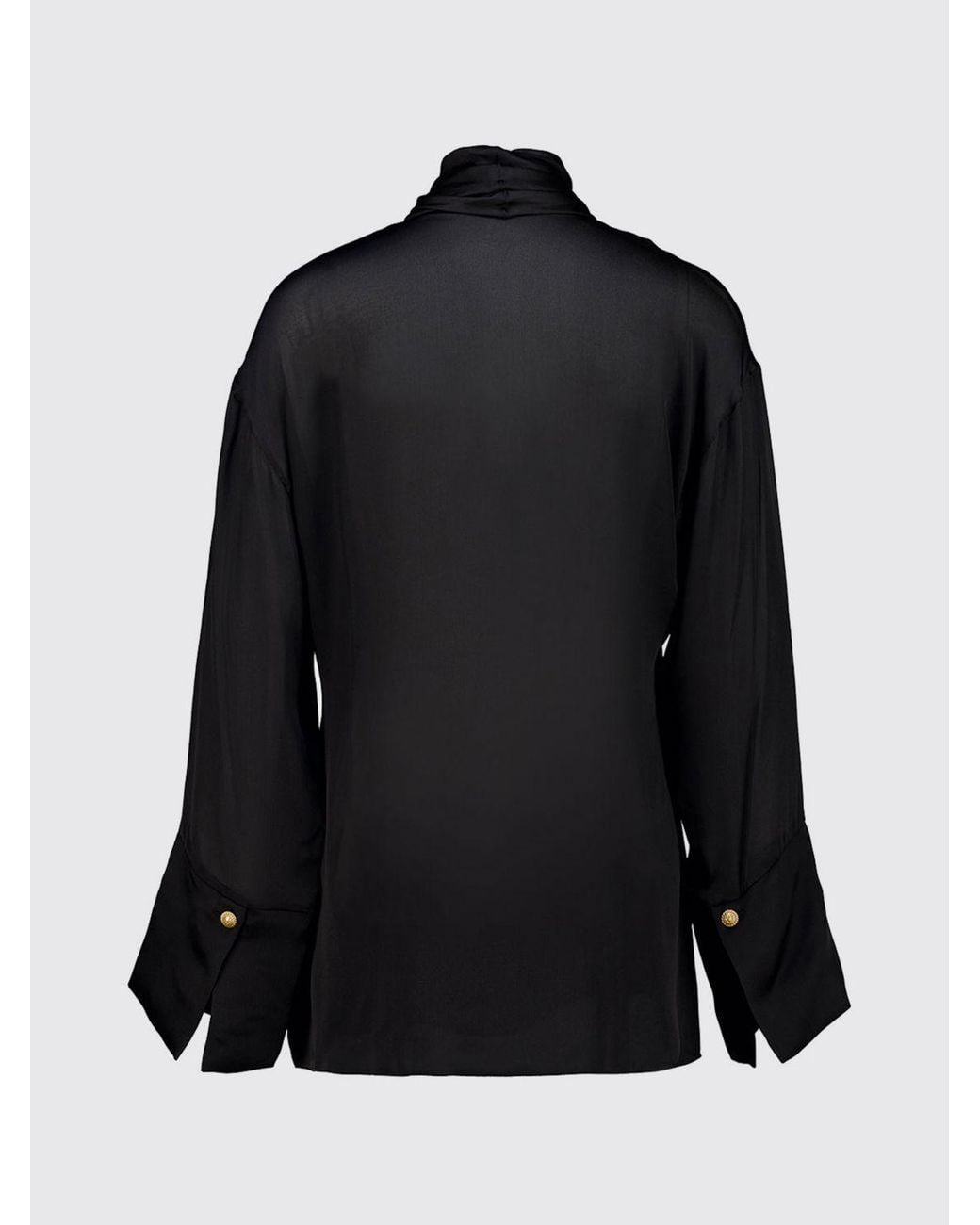Balmain Blue Slim Fit Silk Pussy-Bow Shirt