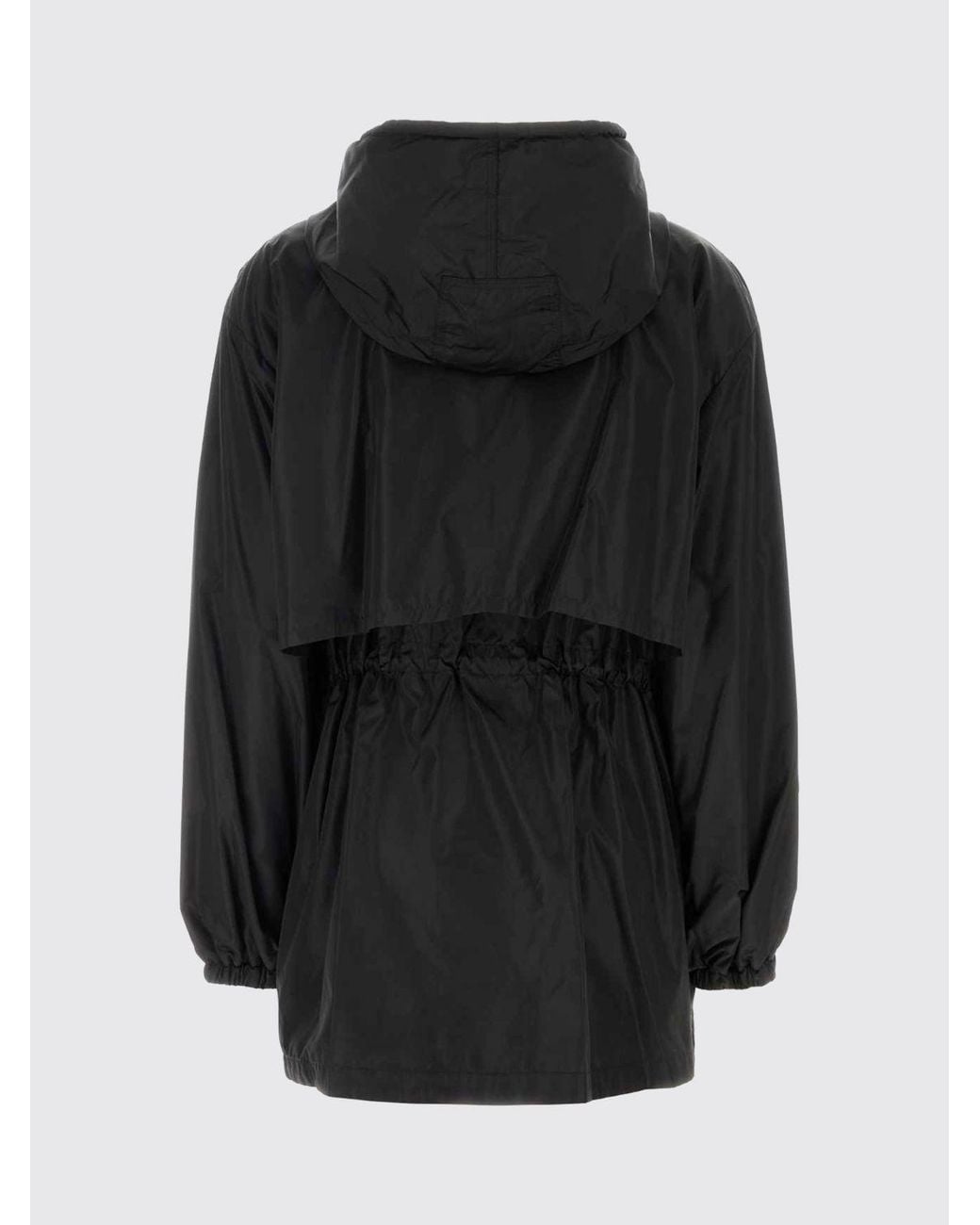 Burberry Blue Cropped Hooded Nylon Windbreaker Jacket With Zip Fastening