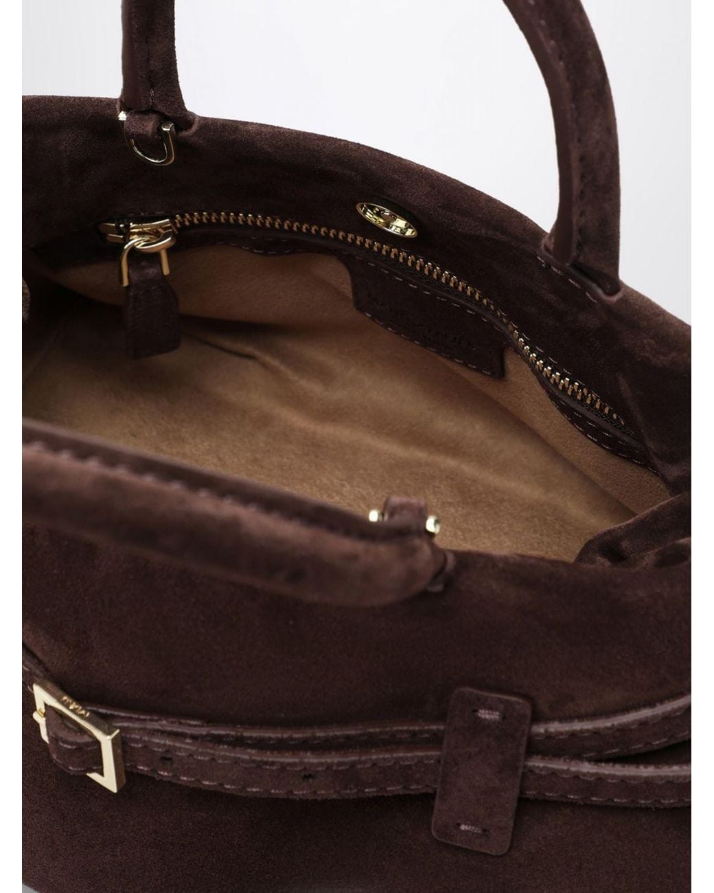 MANU Atelier Brown Le Cambon 25 Leather Handbag With Removable Shoulder Strap