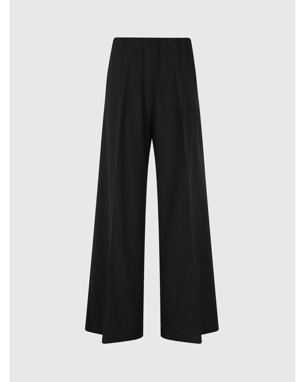 Semicouture Black High-Waisted Wool Blend Palazzo Trousers