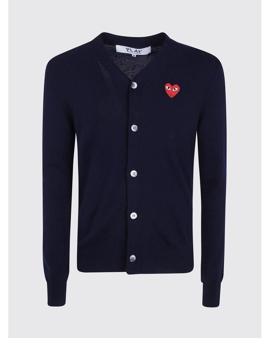 COMME DES GARÇONS PLAY Blue Comme Des GarÇ Ons Play V-Neck Wool Cardigan With An Embroidered Logo for men