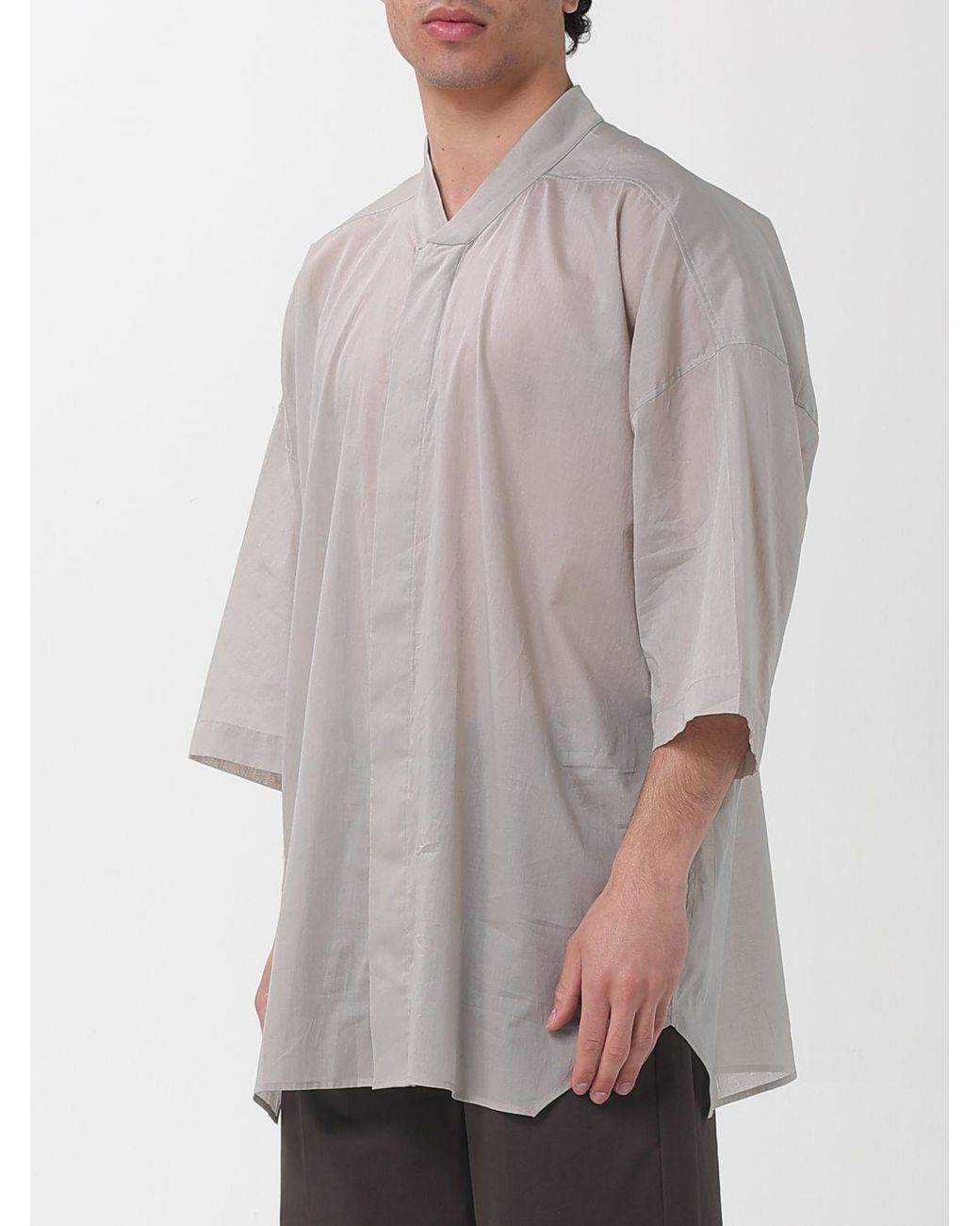 Rick Owens Gray Jumbo Faun Cotton Shirt for men