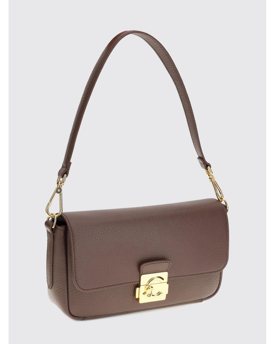 Coccinelle C-Me Lock Hammered Leather Shoulder Bag With Strap