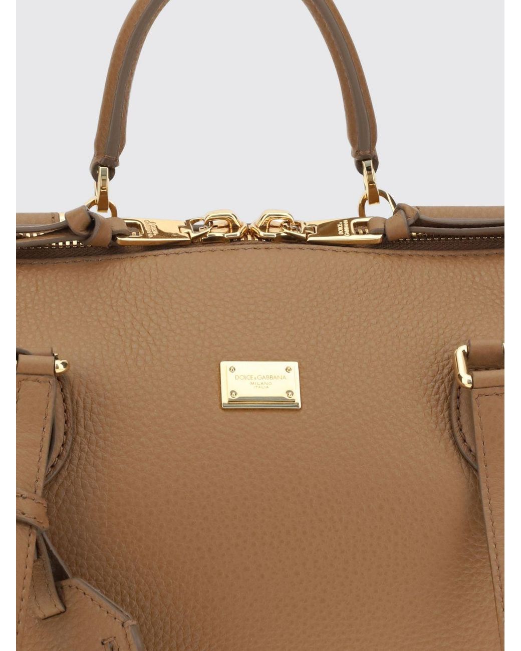 Dolce & Gabbana Natural Dolce &Amp Gabbana Vittoria Grained Calfskin Shoulder Bag