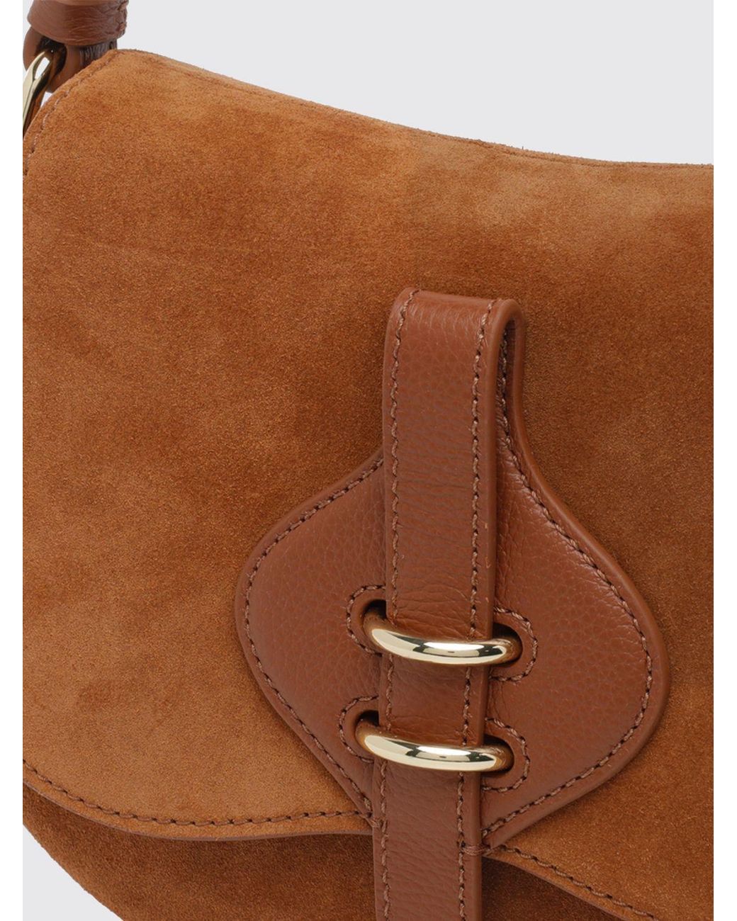 Coccinelle Brown Mavery Mini Grained Leather Shoulder Bag With Strap