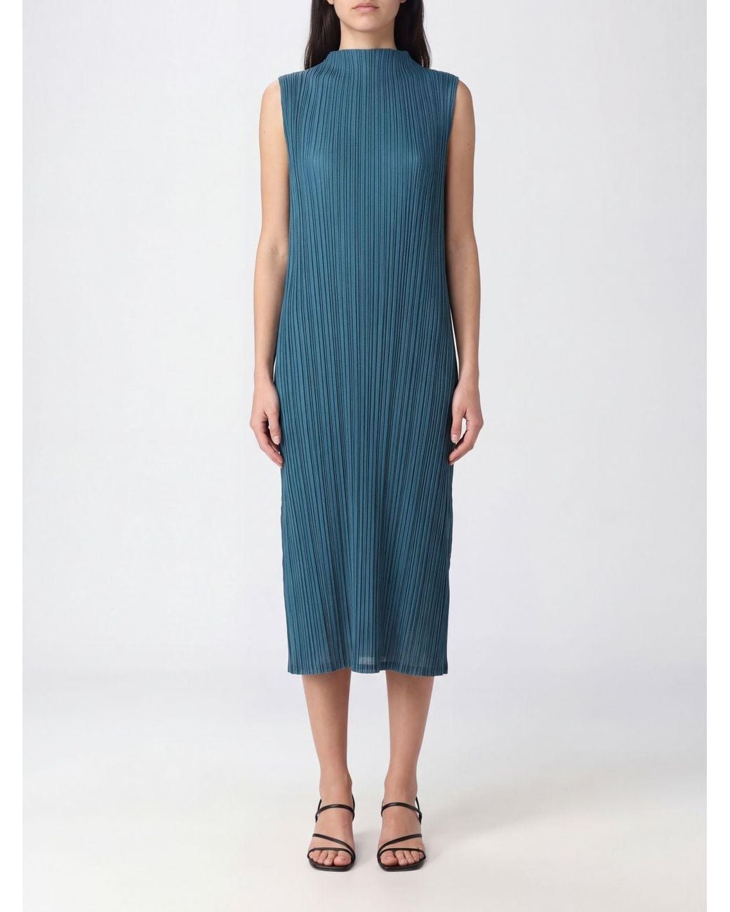 Pleats Please Issey Miyake Blue Dress