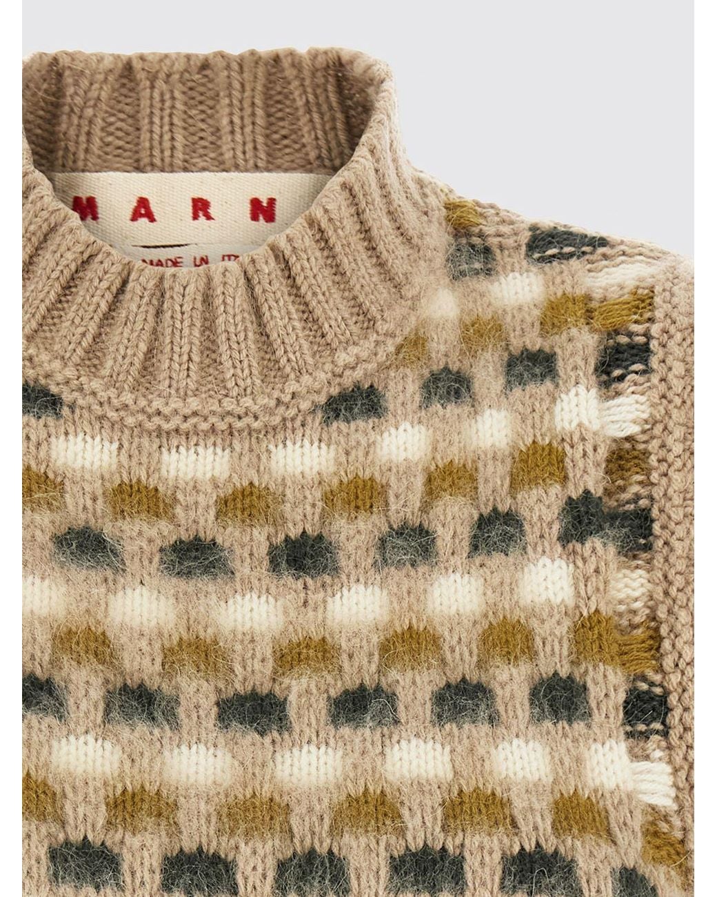 Chaleco De Punto De Lana Y Cachemir Con Motivo Jacquard Y Cuello Cisne Marni de color Brown