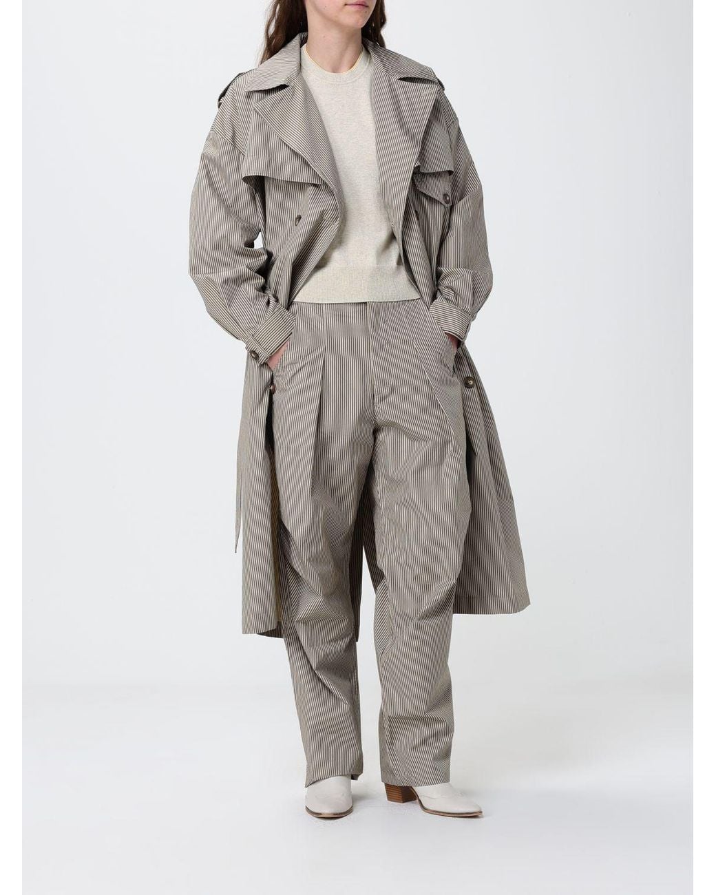 Isabel Marant Gray Ceryne Striped Cotton Trousers