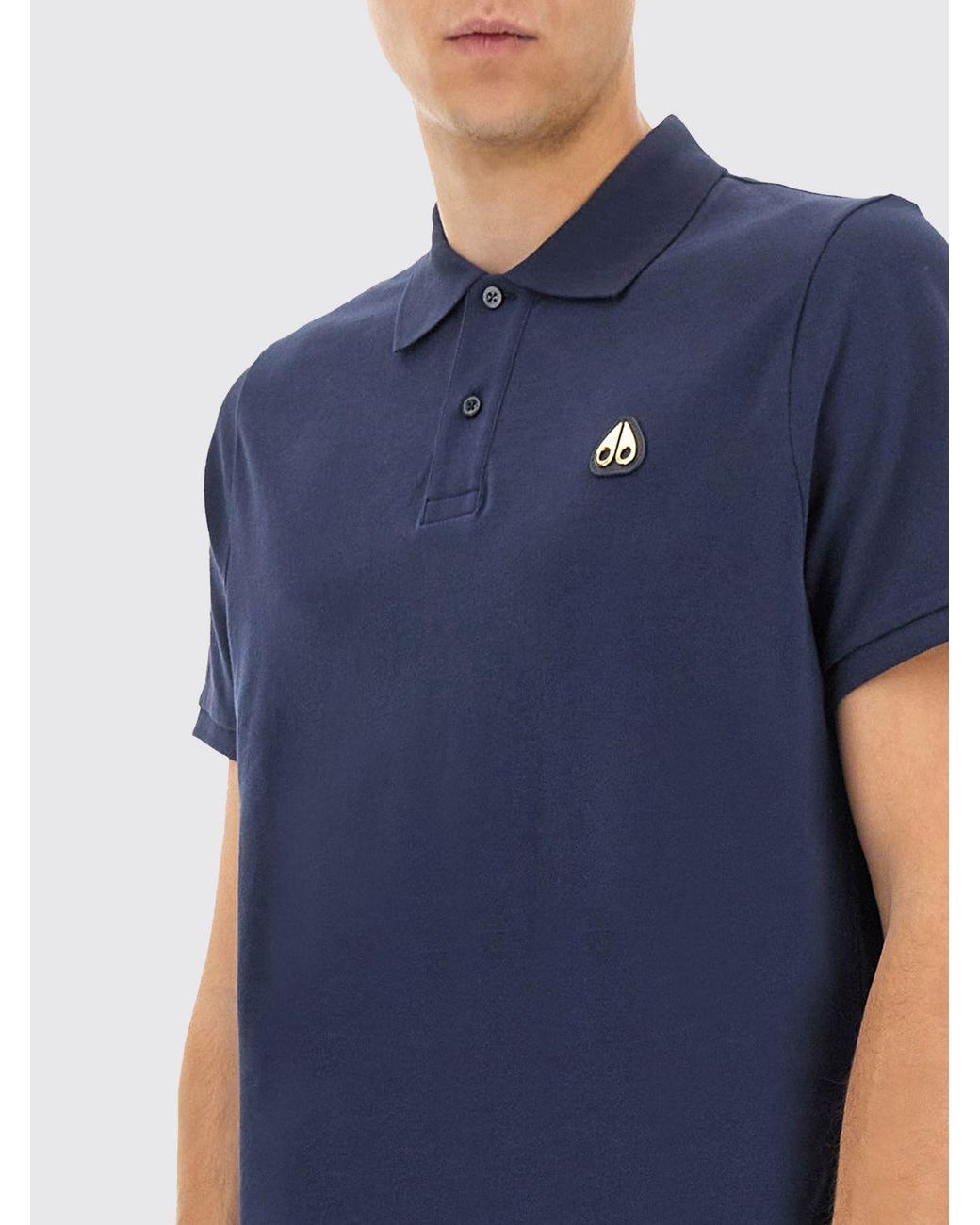 Polo De Algodón Con Logo Moose Knuckles de hombre de color Blue