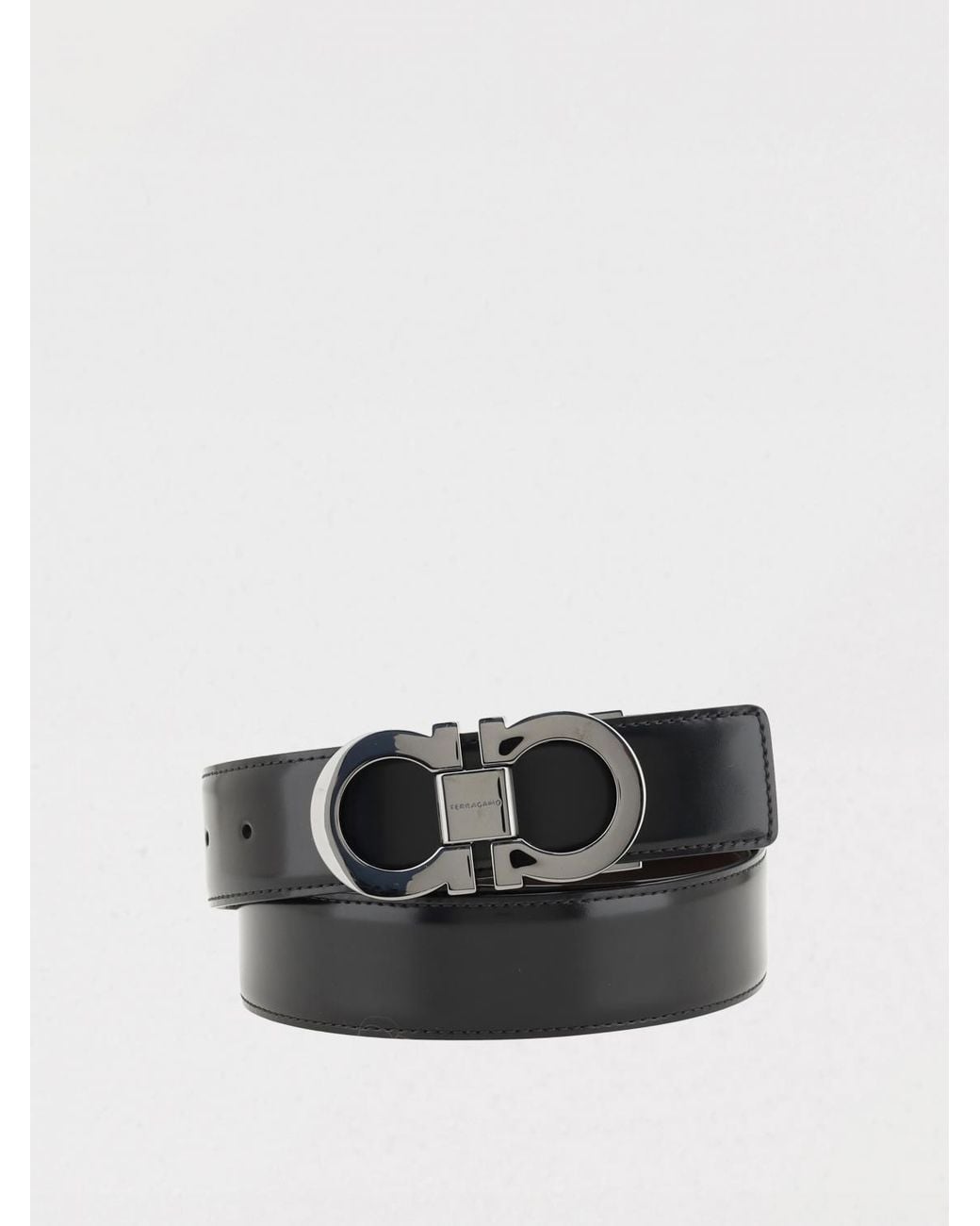 Ferragamo Gancini Wendegürtel Aus Gebürstetem Leder in Black für Herren