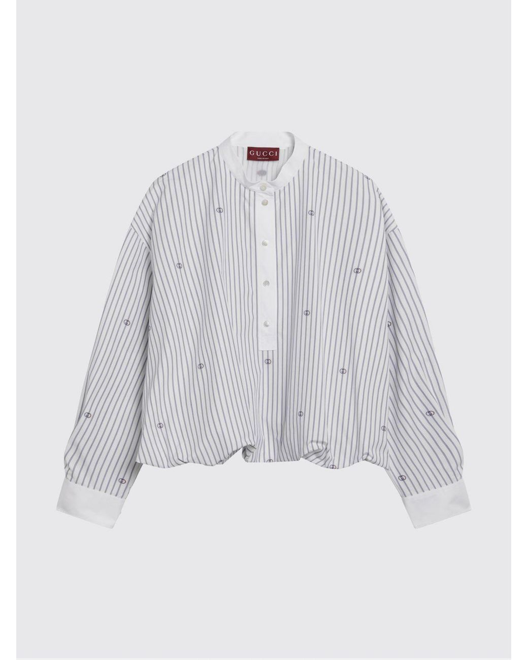 Camisa De Algodón A Rayas Con Monograma Gg Gucci de color White