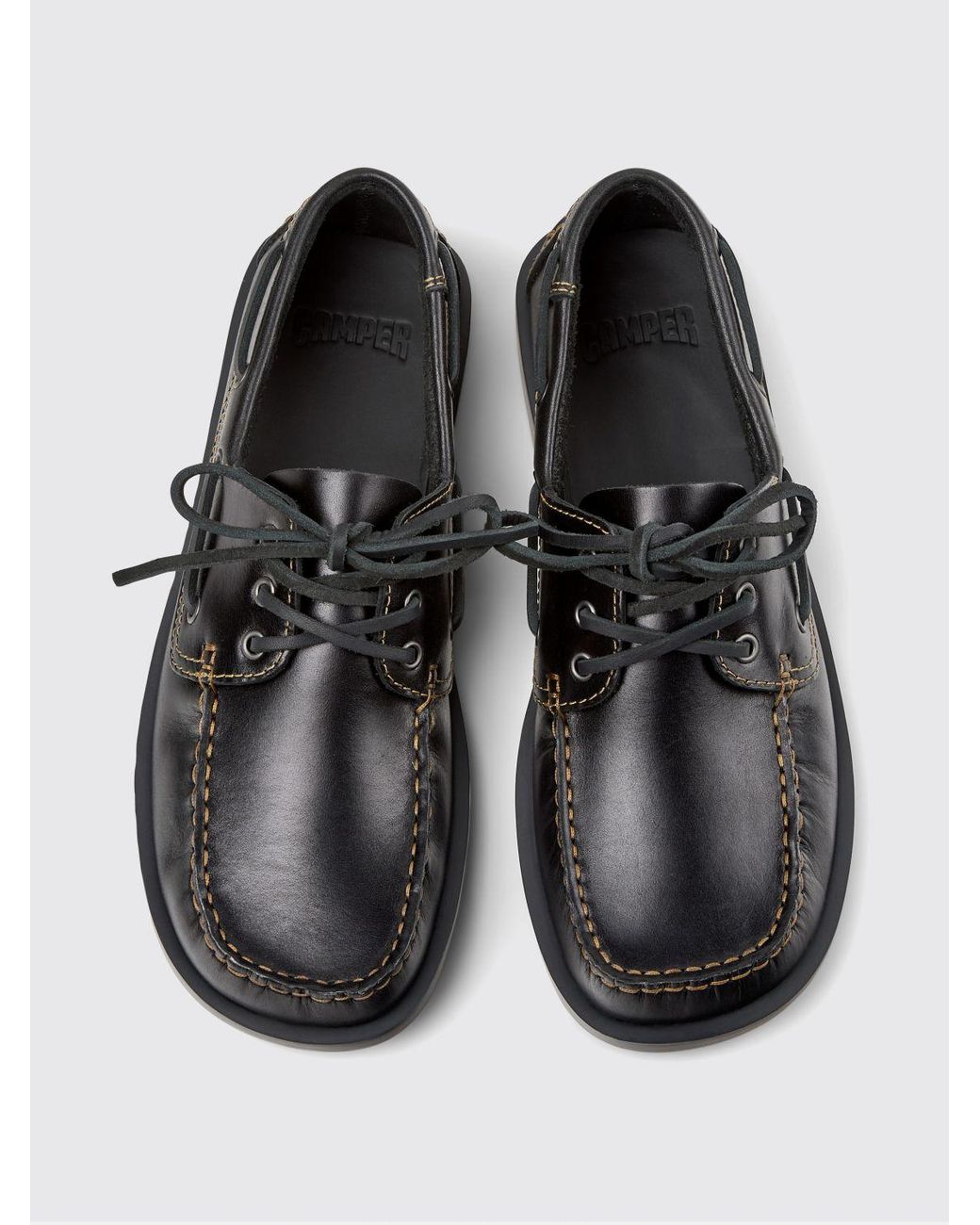 Camper White Don Leather Boat Shoes for men