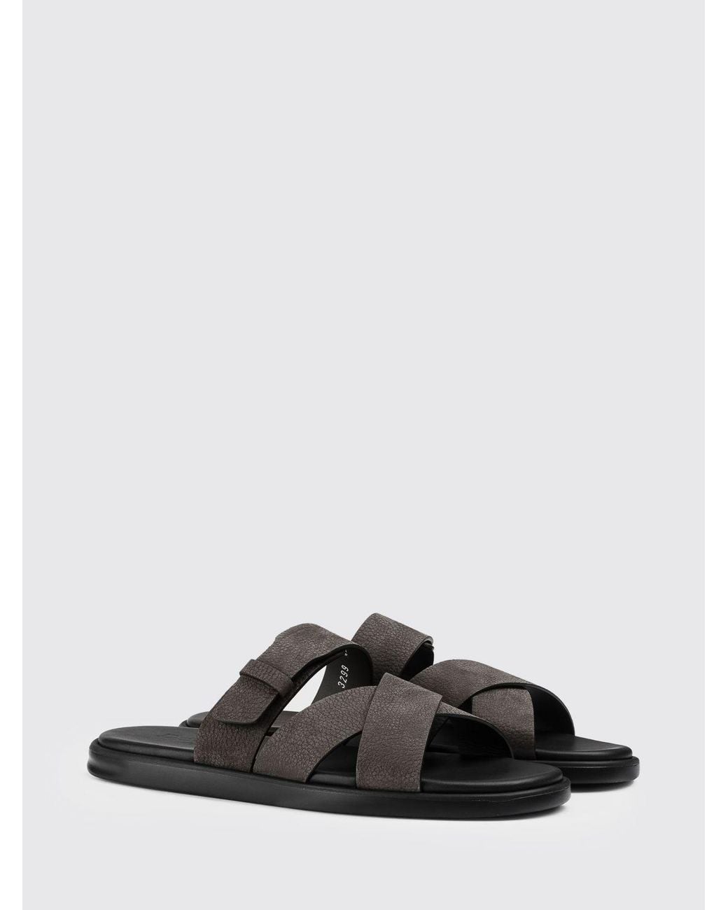 Doucal's Black Grained Leather Sandals for men