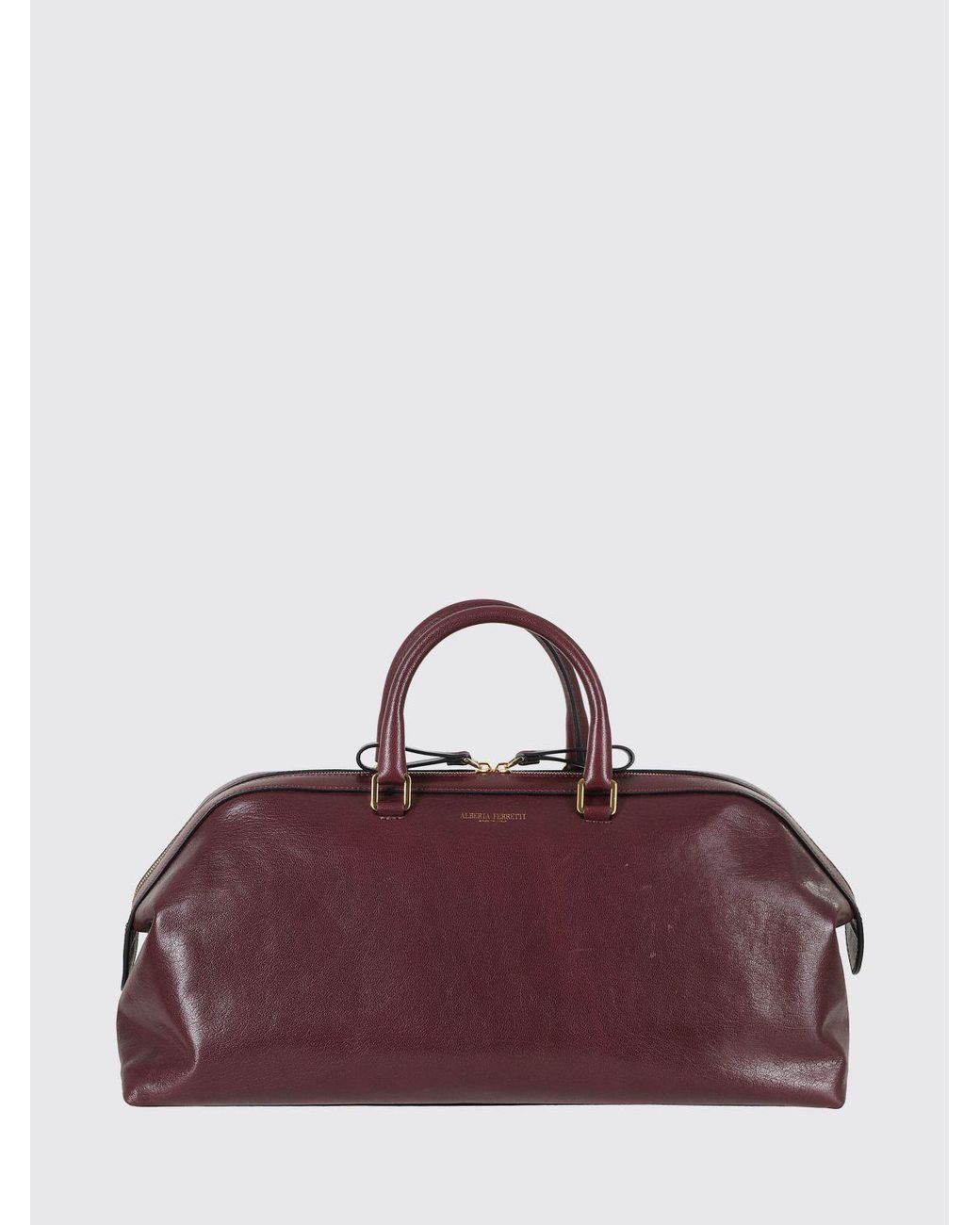 Alberta Ferretti Purple Large Smooth Leather Handbag With Foil Logo