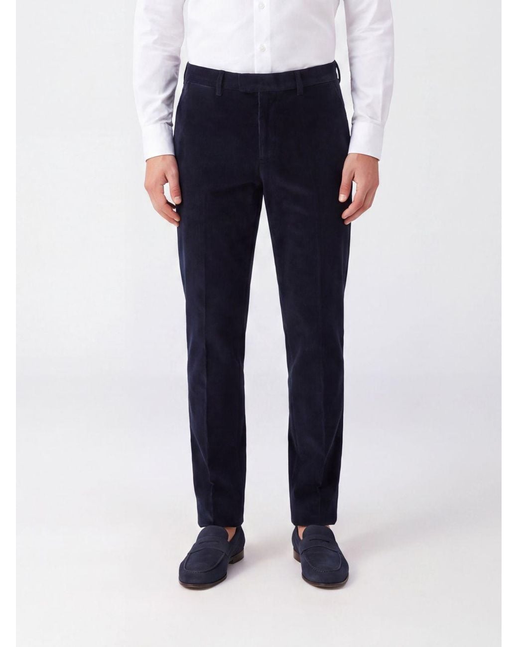 Briglia 1949 Blue Slim Fit Cotton Velvet Chino Trousers for men