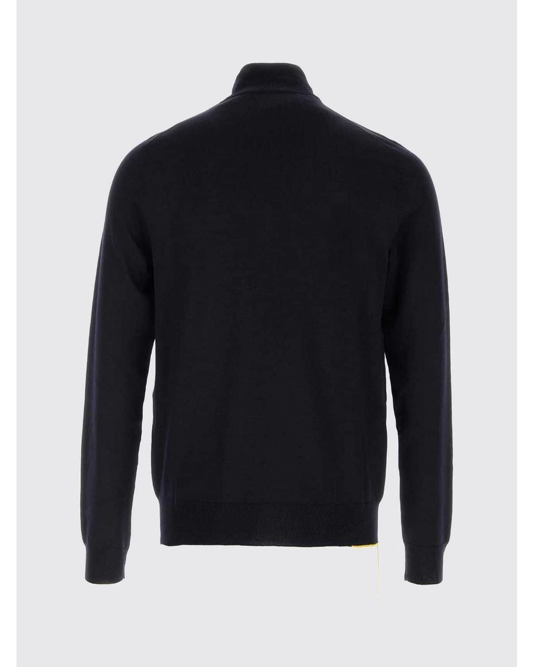 Fendi Blue Wool Turtleneck Cardigan With Zip Closure And Ribbed Trims for men
