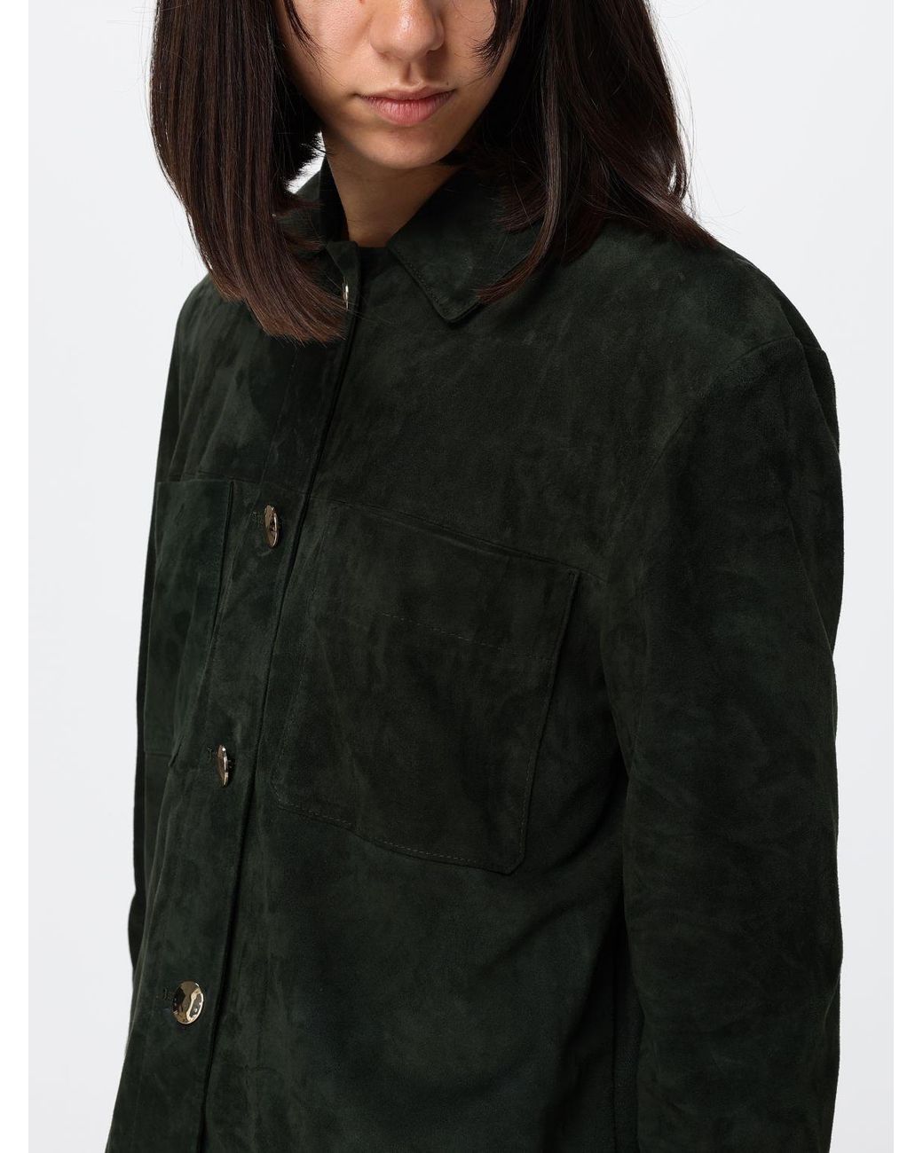 Max Mara Black Abisso Suede Lambskin Shirt Jacket
