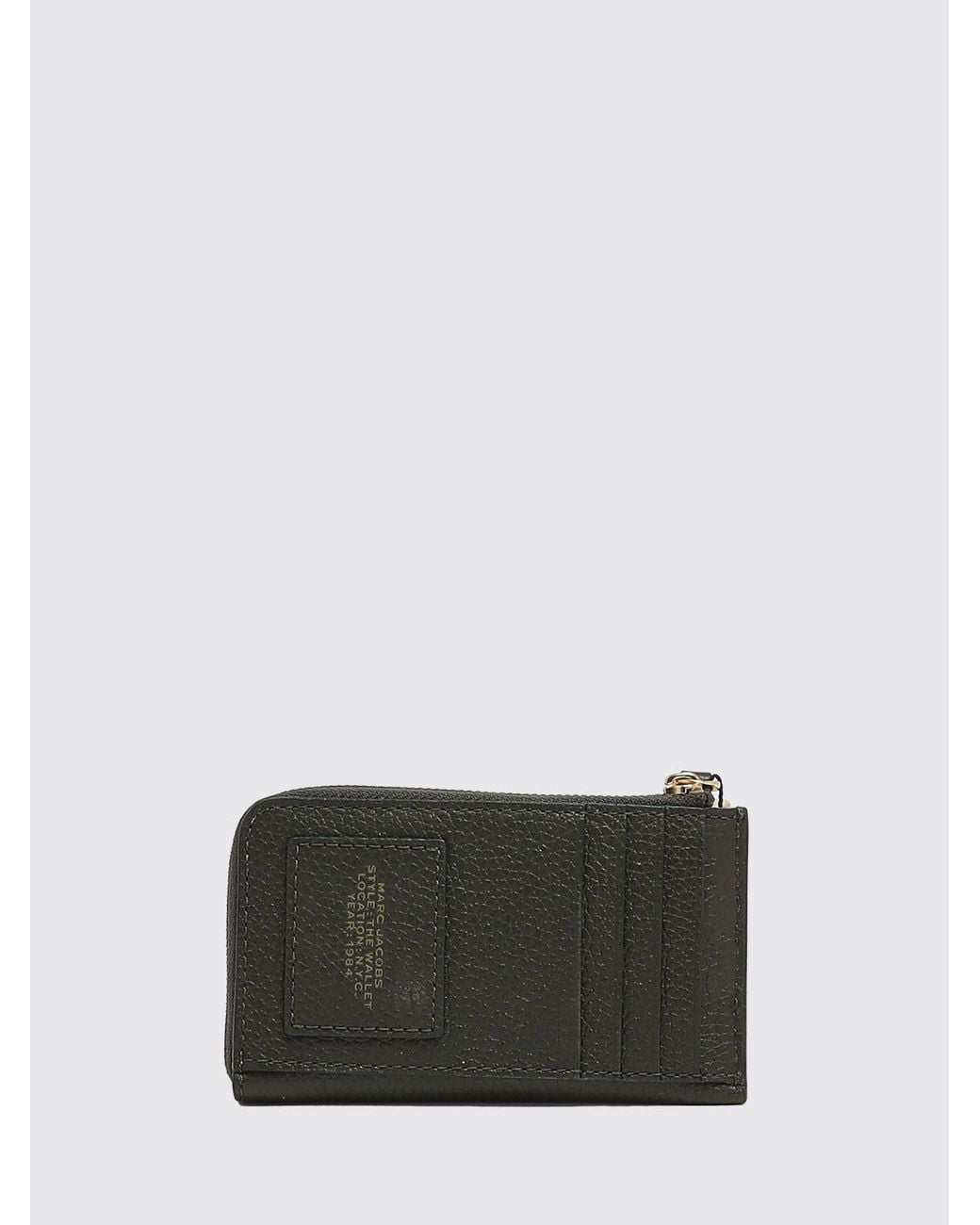 Marc Jacobs Green The Wallet Pebbled Leather Card Holder With Zip And Embossed Logo