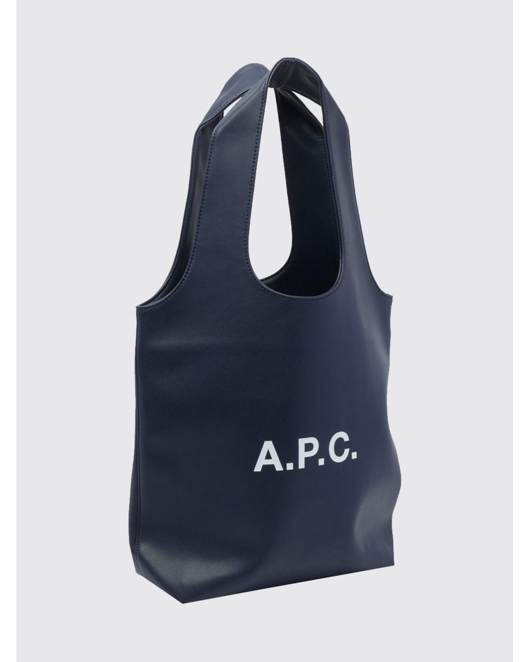 A.P.C. Blue Ninon Synthetic Leather Tote Bag With Double Handle And Printed Logo for men