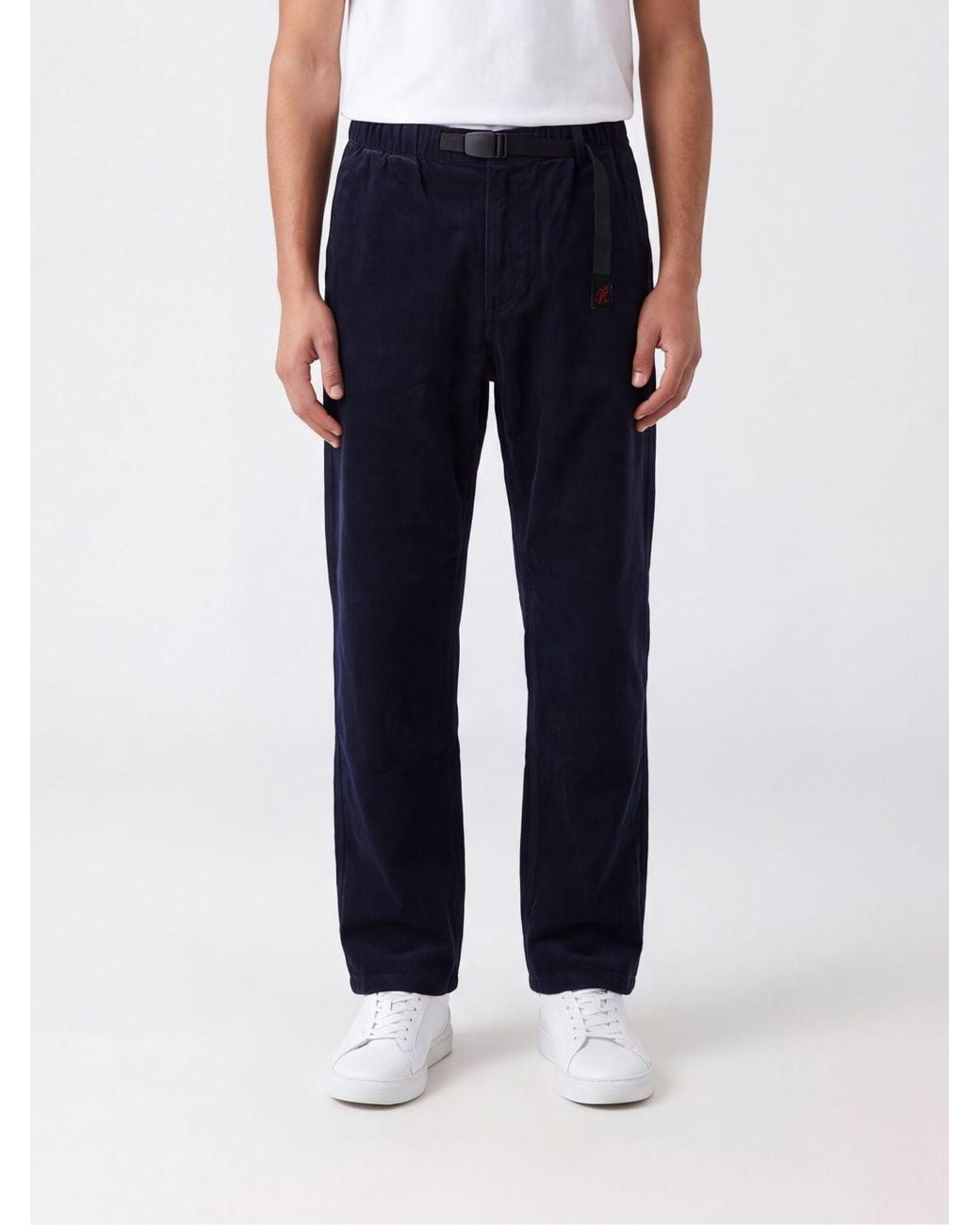 Gramicci Blue Wide Leg Cotton Trousers With Elasticated Drawstring Waist for men