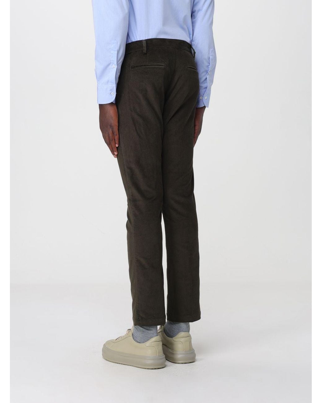 Brooksfield Brown Straight Fit Stretch Cotton Corduroy Trousers for men