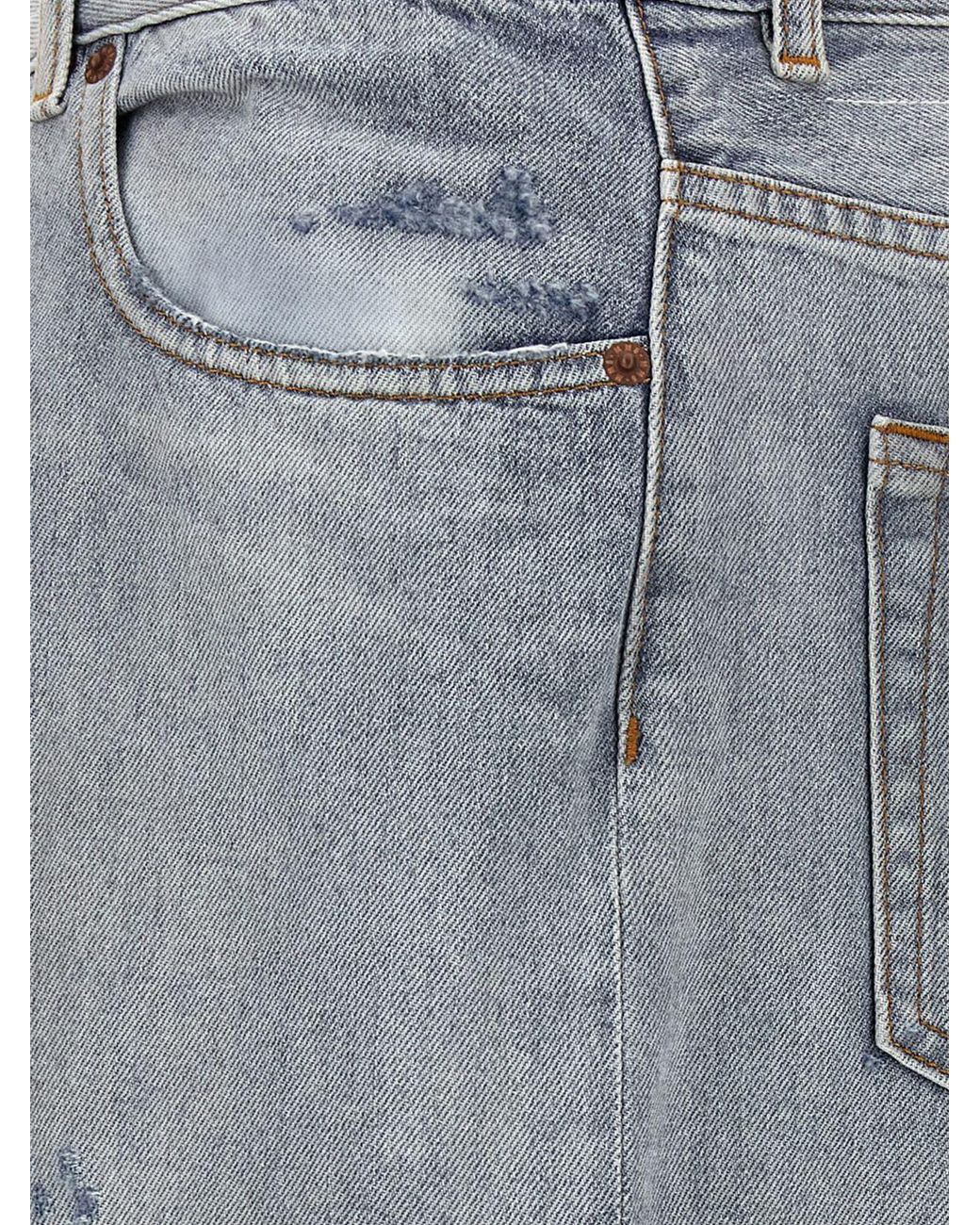 MM6 by Maison Margiela Gray Long Denim Skirt With Turned-Up Effect