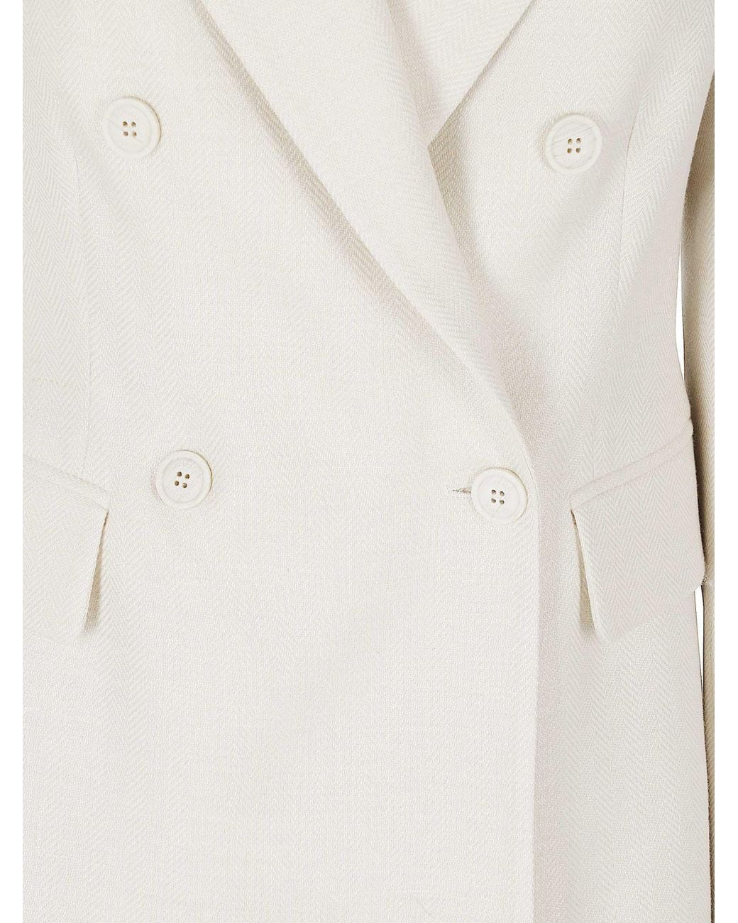 Eleventy White Double-Breasted Crêpe Blazer With Peak Lapels And Flap Pockets