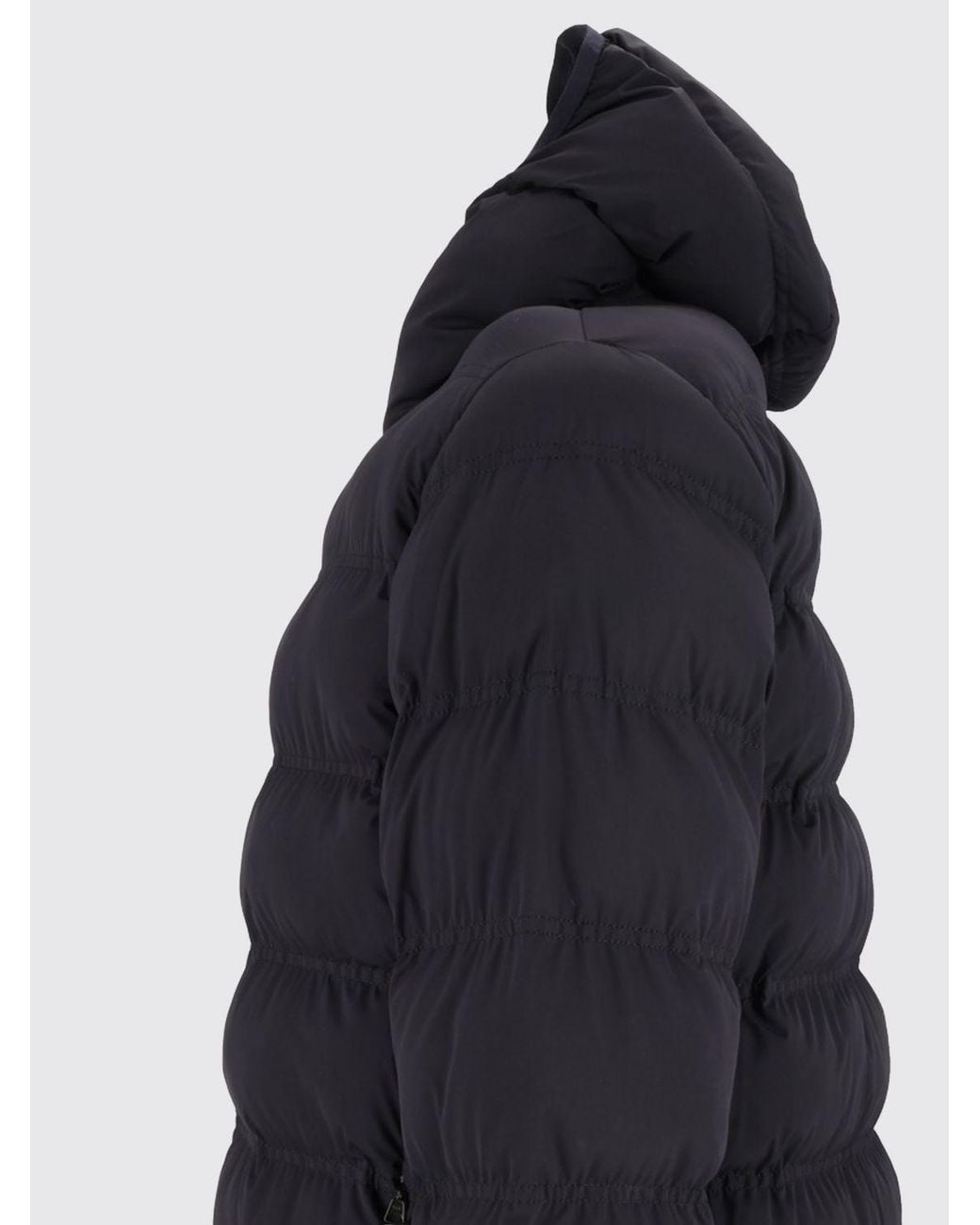 Aspesi Blue Knee-Length Nylon Puffer Jacket With Padded Hood for men