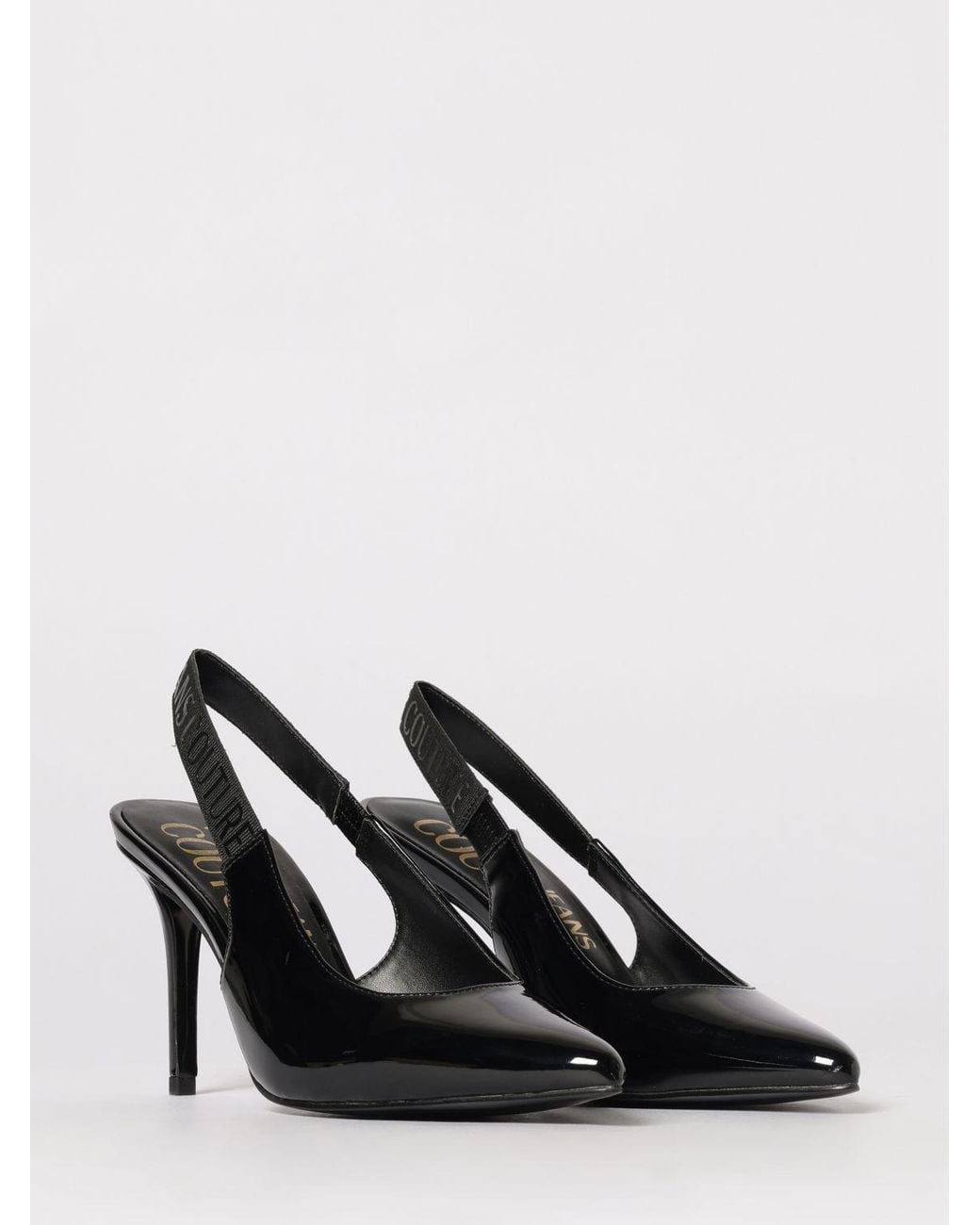 Versace Jeans Couture Black Patent Leather Slingback