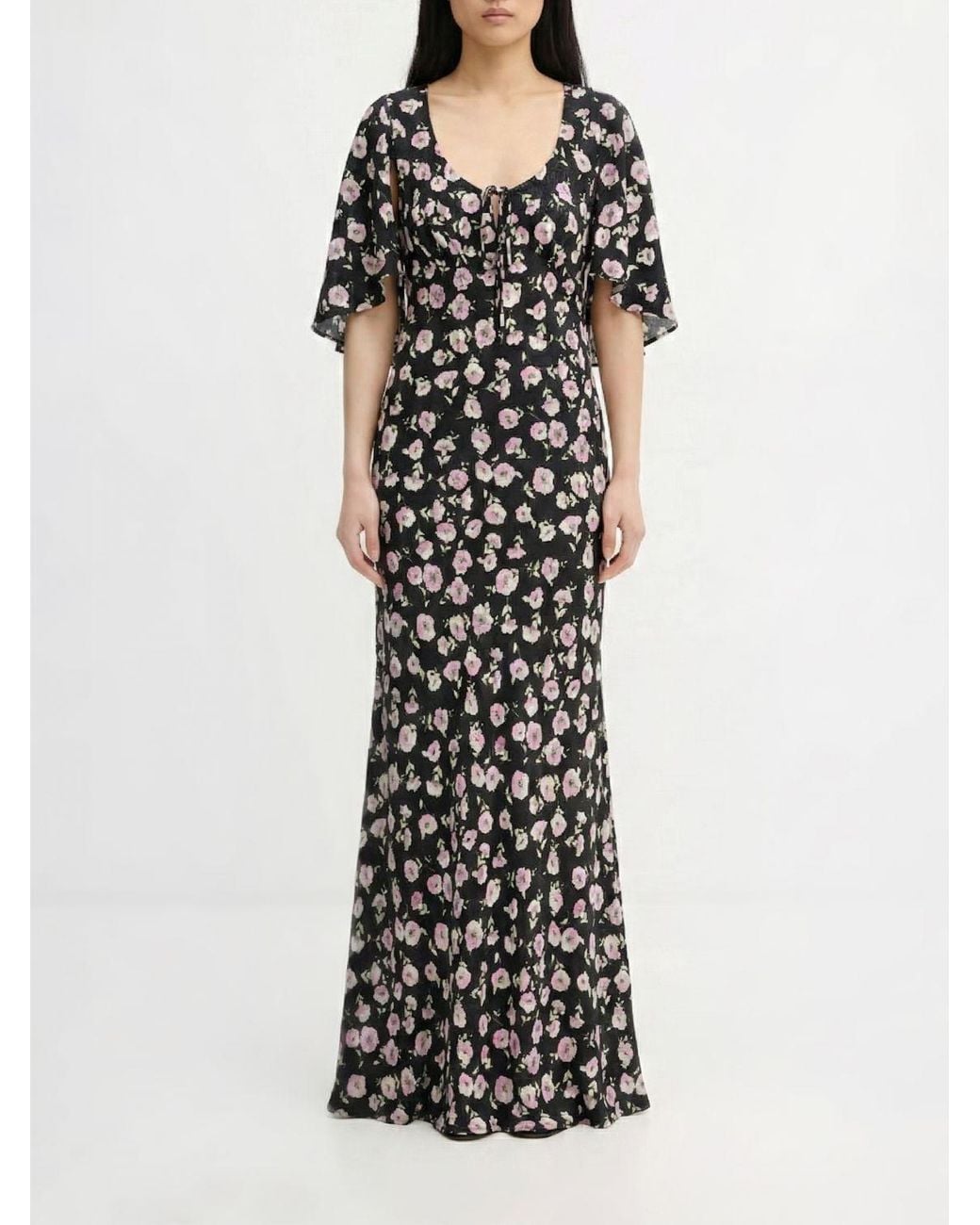 Twinset White Long Viscose Dress With Floral Print