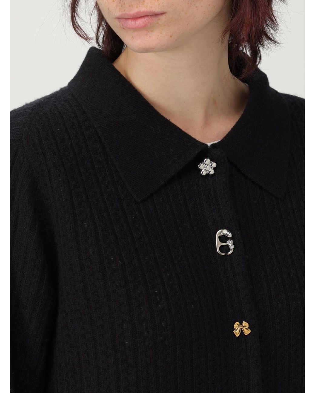 Marc Jacobs Black Merino Wool Cardigan With Embellished Buttons