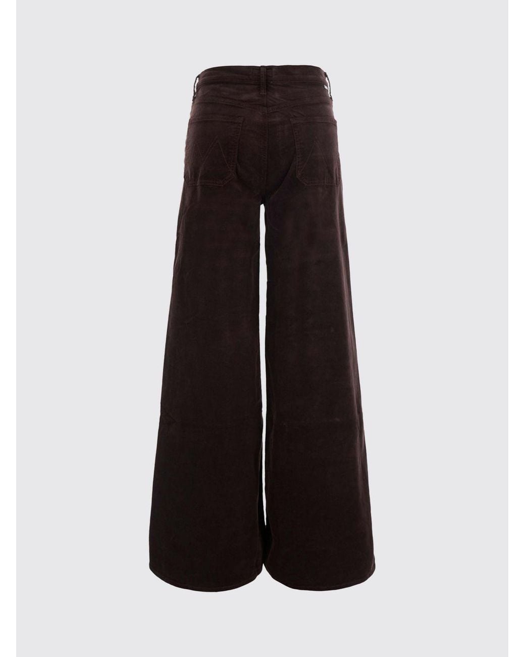 Mother Black Wide-Leg Corduroy Trousers With Mid-Rise Waist And Patch Pockets