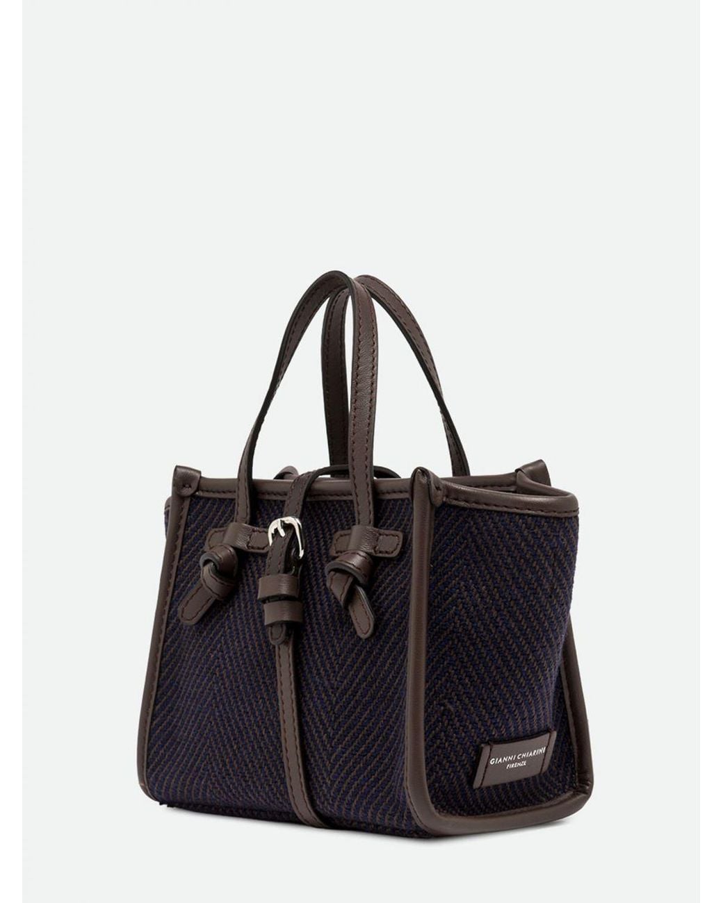 Gianni Chiarini Blue Miss Marcella Mini Chevron Cotton Bag With Shoulder Strap