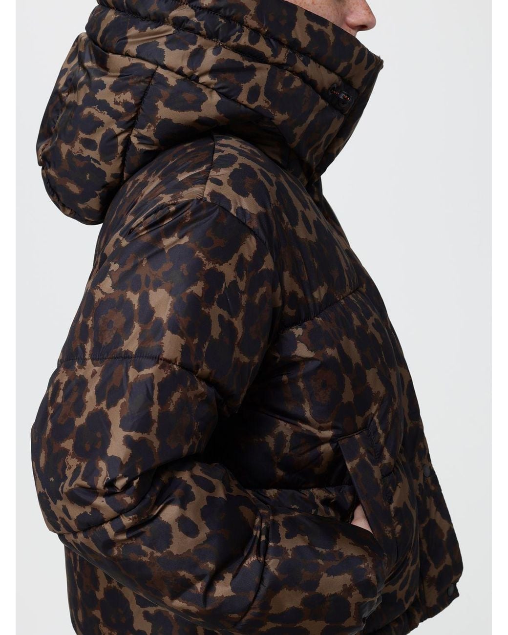 Save The Duck Black Animal Print Puffer Jacket With Sailor Collar