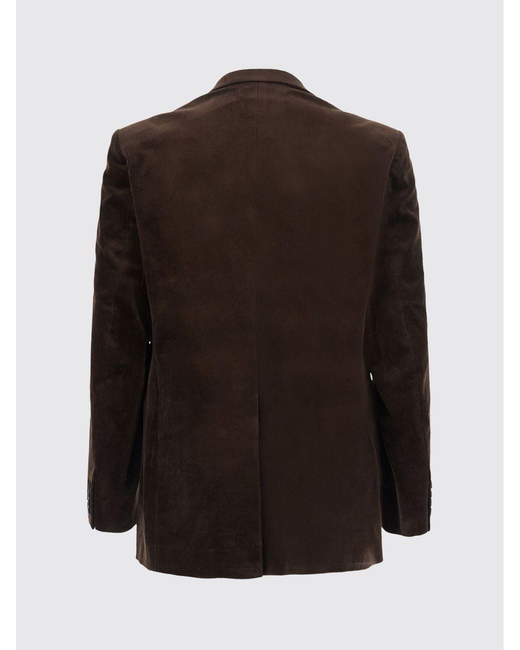 TONYWACK Brown Single-Breasted Velvet Blazer With Peak Lapels And Patch Pockets for men