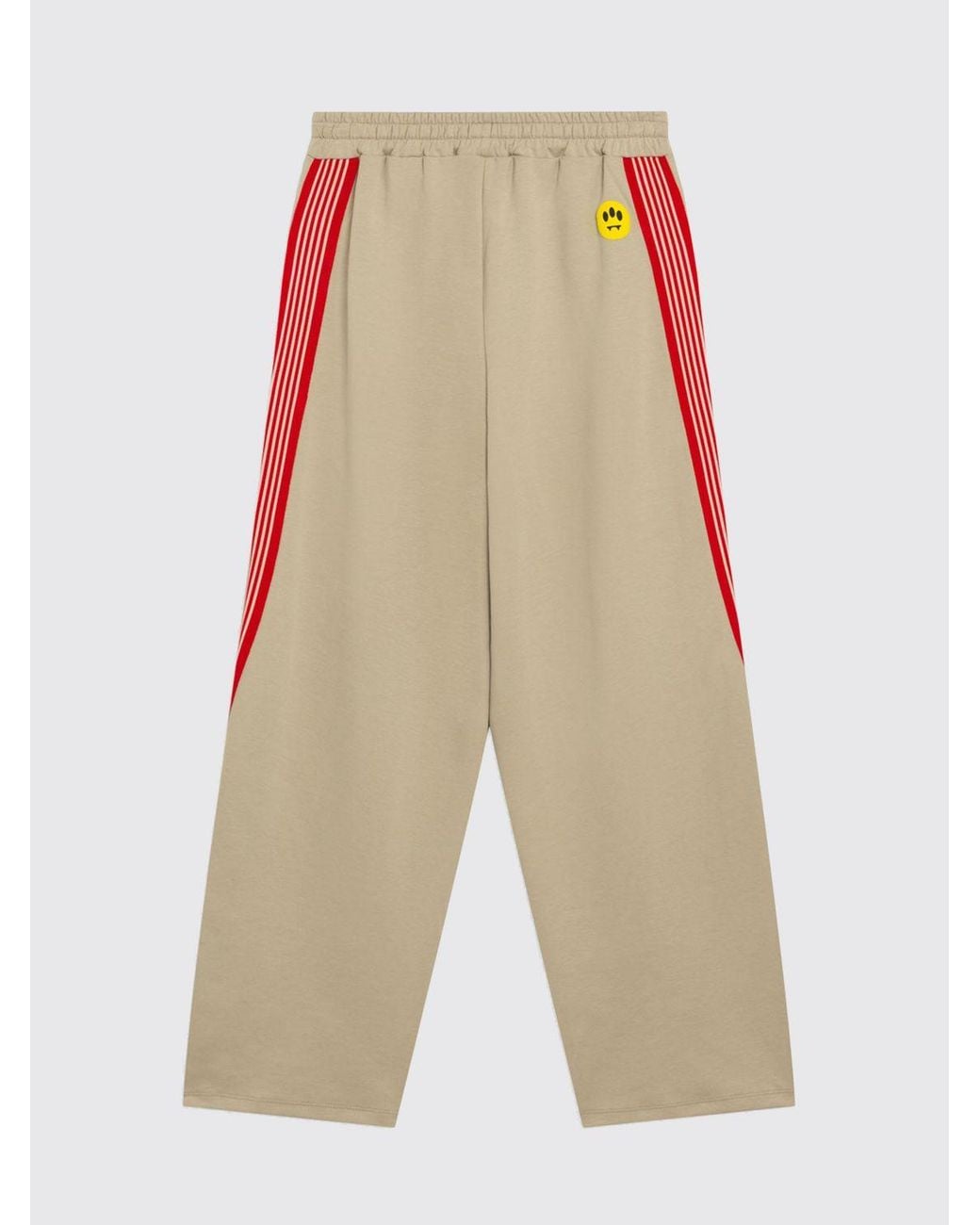 Barrow Natural Striped Wide-Leg Cotton Jogging Trousers With Mid-Rise Waist