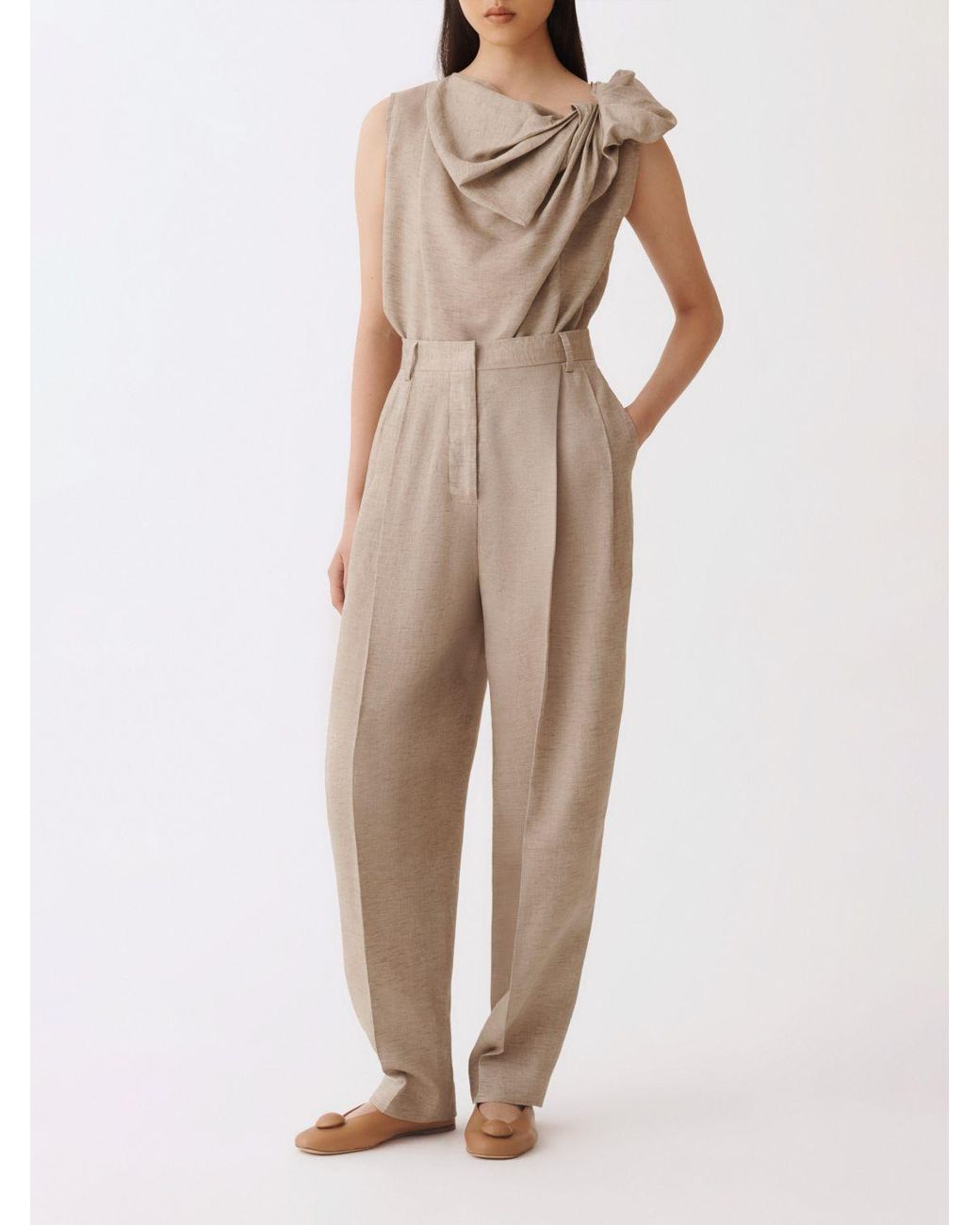 Fabiana Filippi Natural Wide Leg Linen Trousers