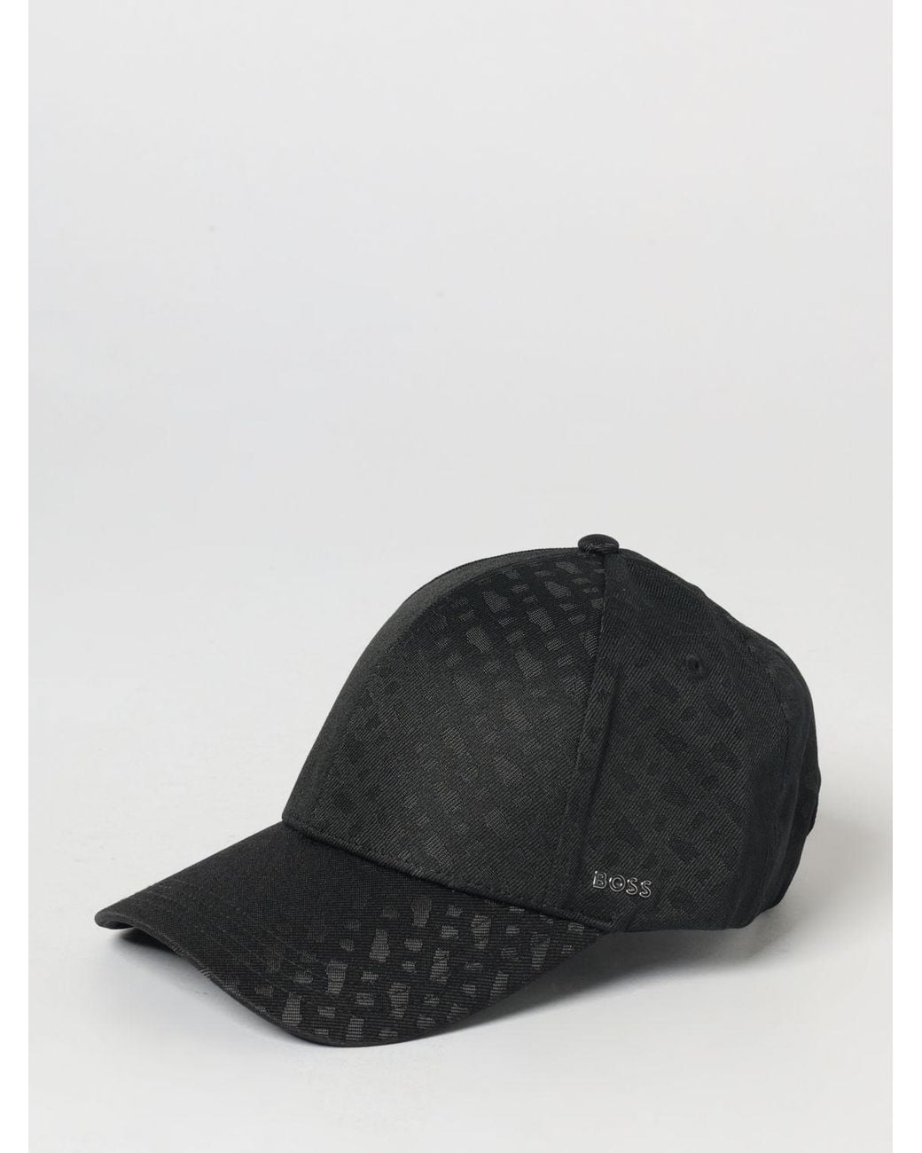 Boss Black Polyester Baseball Cap With All-Over Jacquard Logo
