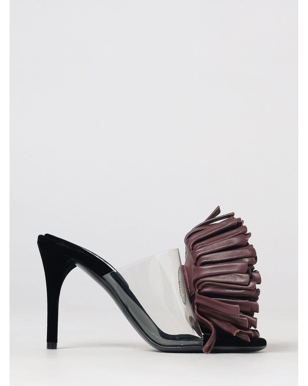 Alaïa Brown AlaiA Lambskin Mules With Fringes And High Stiletto Heel