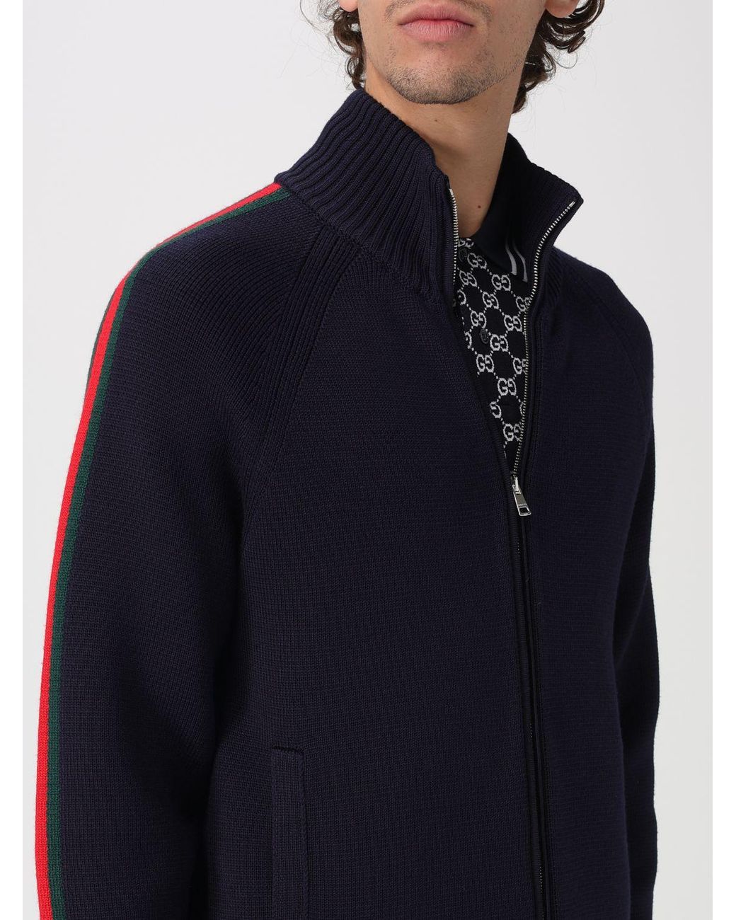 Cardigan En Mélange De Laine Gucci pour homme en coloris Blue
