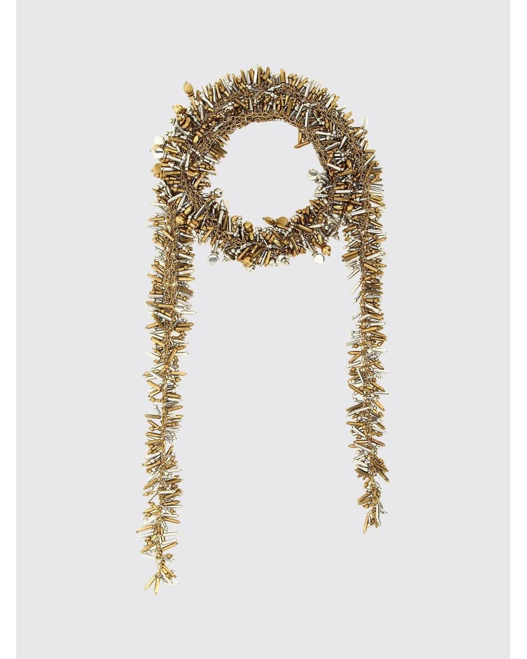 Dries Van Noten White Tone Acrylic And Brass Necklace