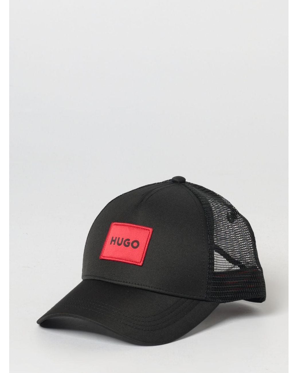 HUGO Black Cotton And Mesh Nylon Hat for men