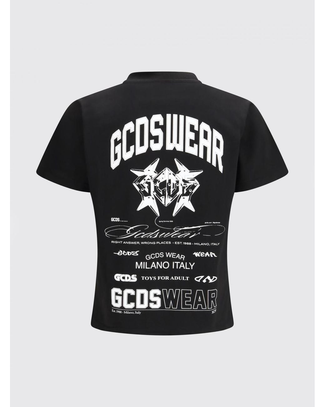Gcds Black Printed Cotton T-Shirt for men