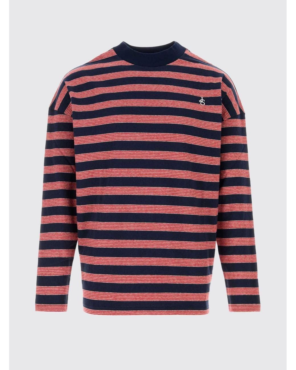 Jil Sander Striped Long-Sleeved Cotton T-Shirt With Embroidered Logo for men
