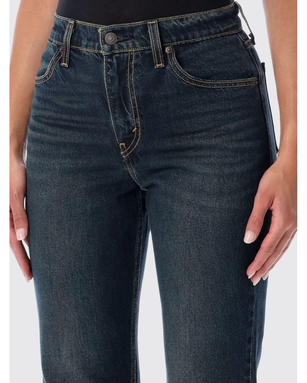 Levi's Blue Mid-Rise Five-Pocket Flared Jeans