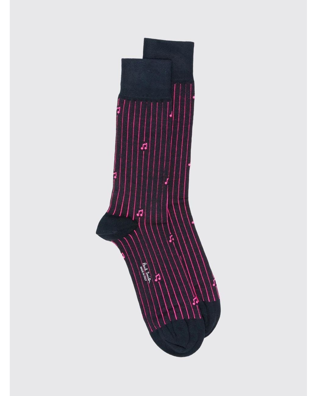 Paul Smith Purple Calf-High Striped Socks With Graphic Print for men