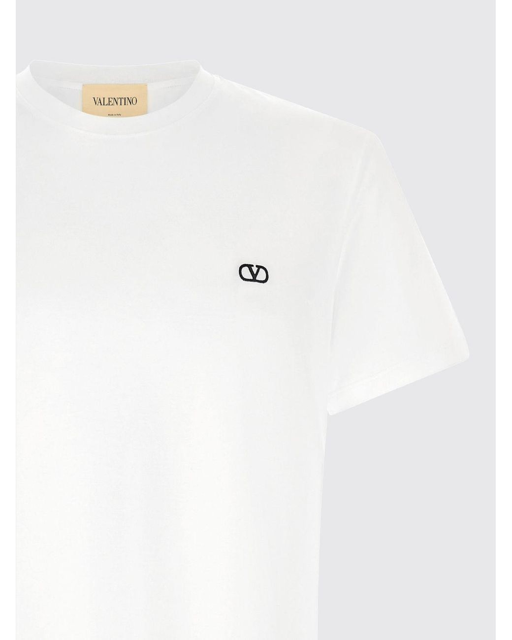 Valentino Garavani White Crew Neck Cotton T-Shirt With Vlogo Signature for men