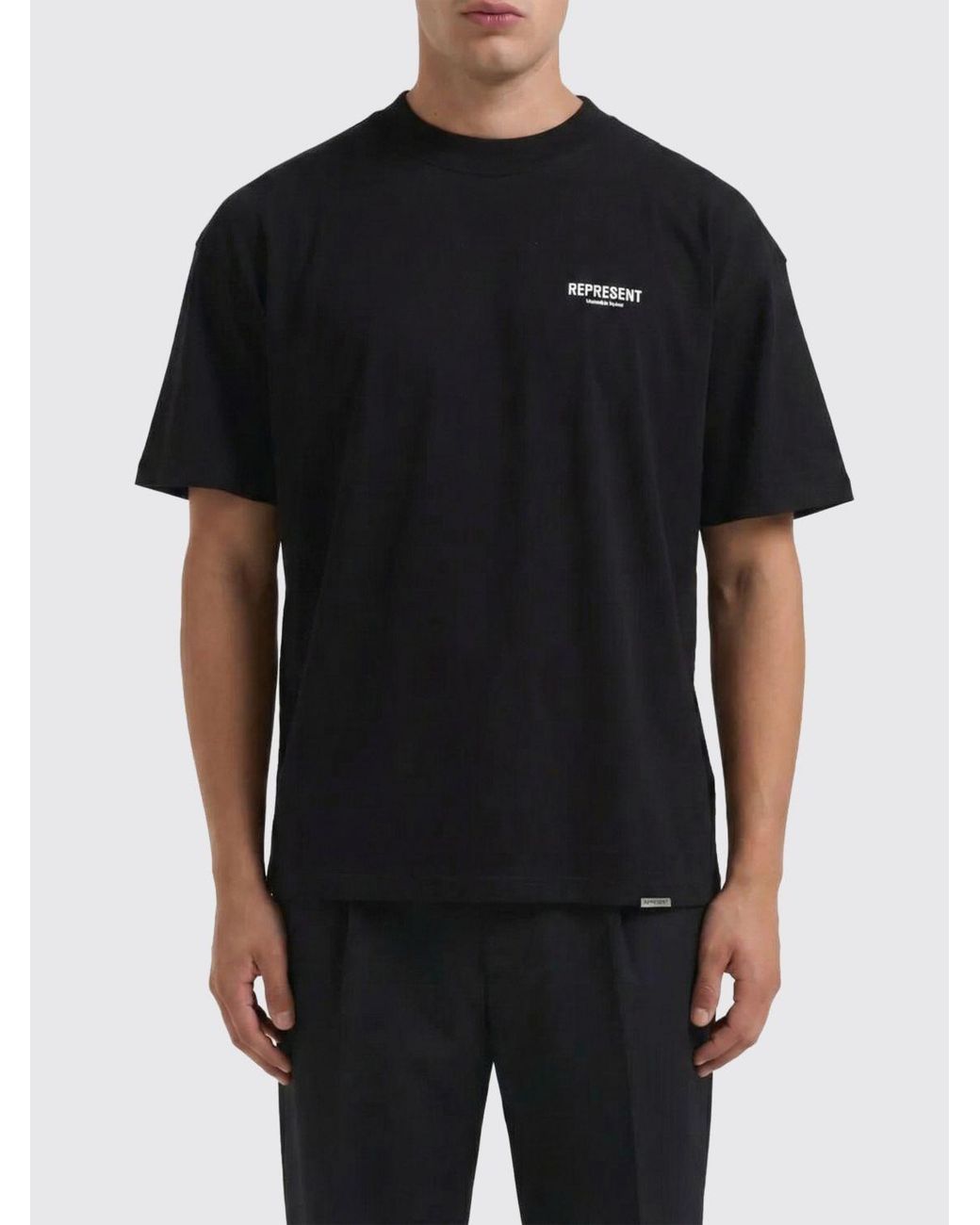 Represent Black Cotton Logo T-Shirt for men