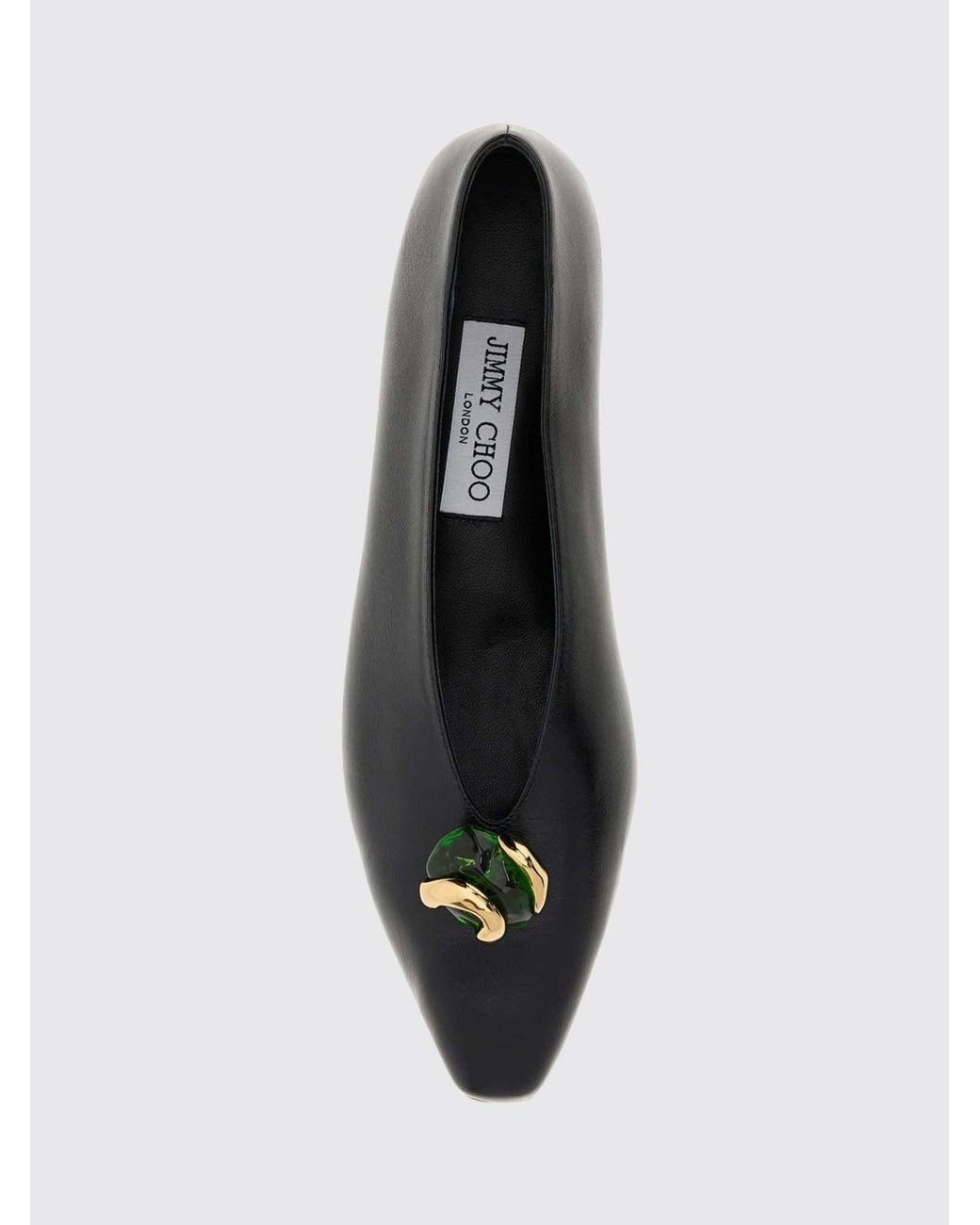 Jimmy Choo White Margot Embroidered Smooth Leather Tapered Toe Ballet Flats